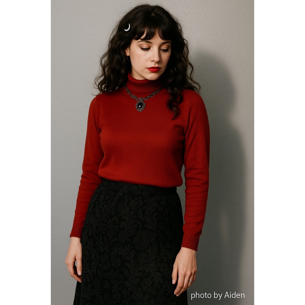 Vintage 80s Woolrich Women's Turtleneck Sweater S Ruby Red Pullover 100% Cotton‎